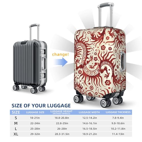 Dragons Print Luggage Cover For Suitcase,Washable Elastic Travel Suitcase Protector With Zipper Closure And Bottom Buckle – Fits 18-32" Luggage-X-Large4