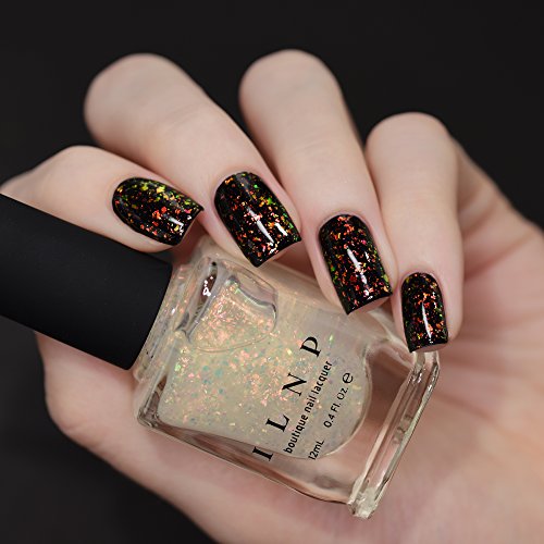 Image of ILNP Encore - Glowing Orange, Green Color Shifting Iridescent Flakie Topper Nail Polish