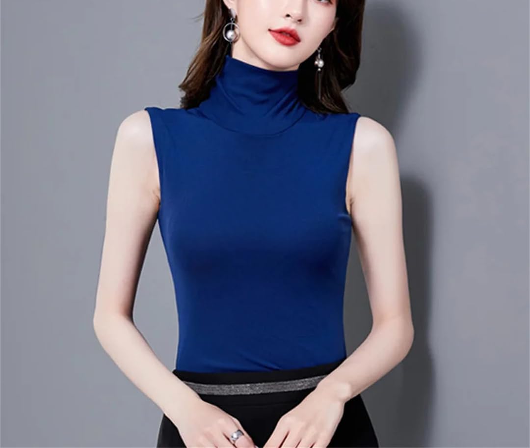 Canotta da donna a collo alto slim basic top estivo canotta aderente