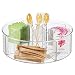 mDesign Deep Lazy Susan Turntable Storage Food Bin Container with Cup- Divided Spinning Organizer - 5 Sections - for Kitchen Cabinets, Pantry, Refrigerator, Countertops, 11.5" Round - Clear