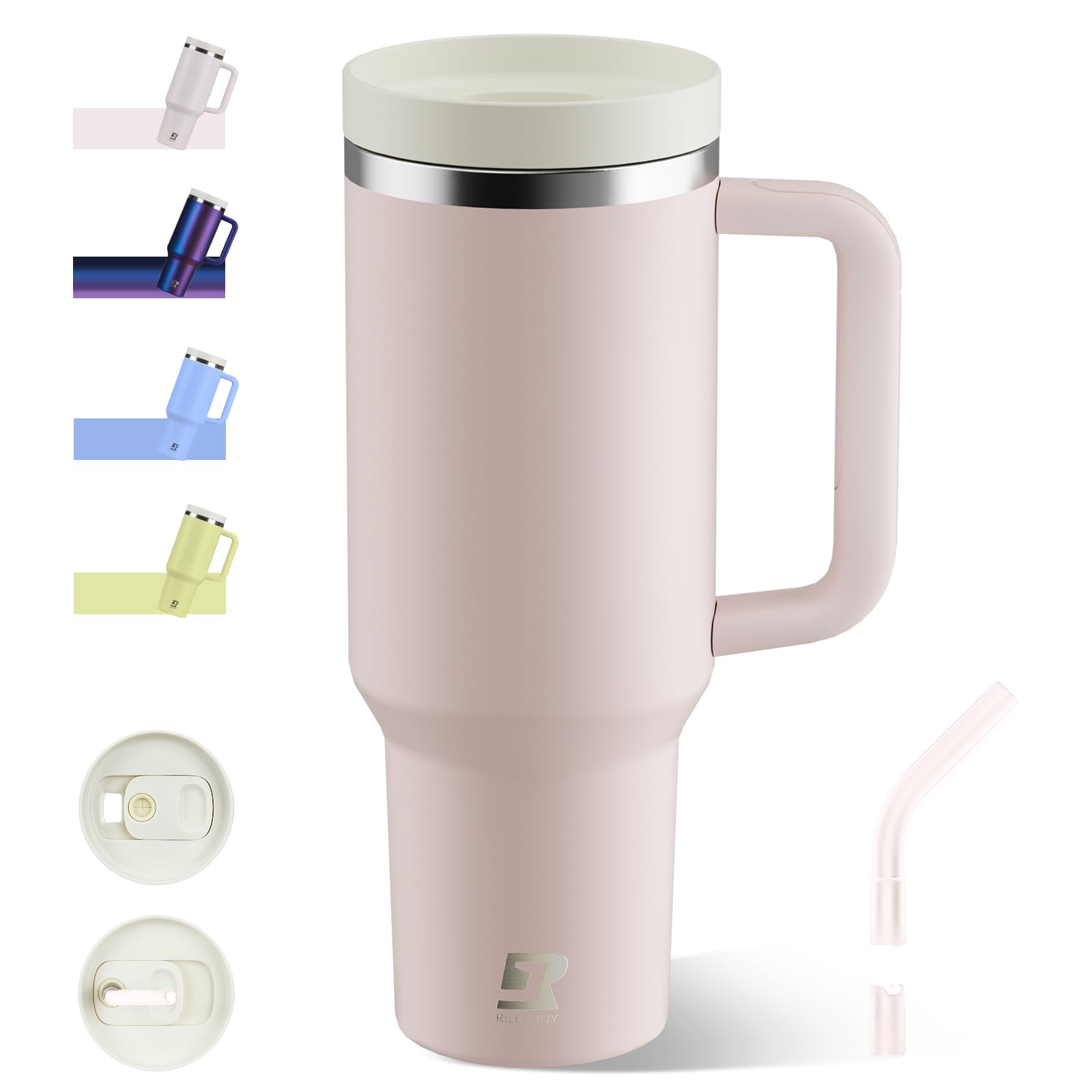 Riley Joy 40oz Insulated Tumbler with Straw and Lid, Double-Wall Vacuum Stainless Steel Water Bottle, Keeps Drinks Hot and Cold for Hours, Travel Mug for Coffee Tea Water