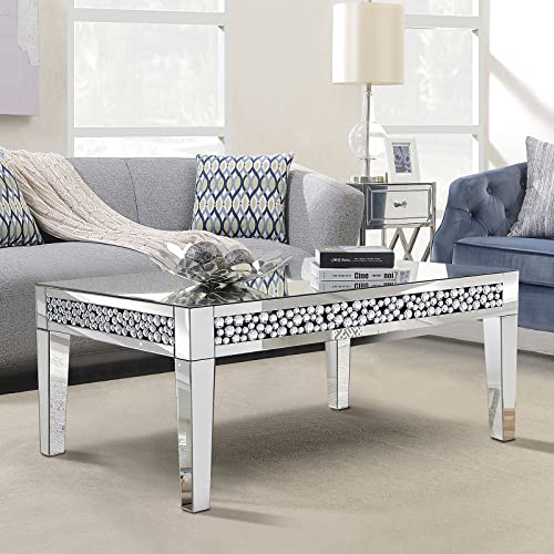 Amazon.com: Pregaspor Rectangle Mirrored Coffee Table, Silver