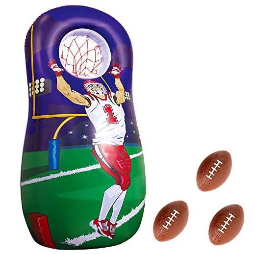 JOiFULi Inflatable Quarterback Football Target Toss Party Game, Sports Toys and Gifts for Kids Boys Girls and Family