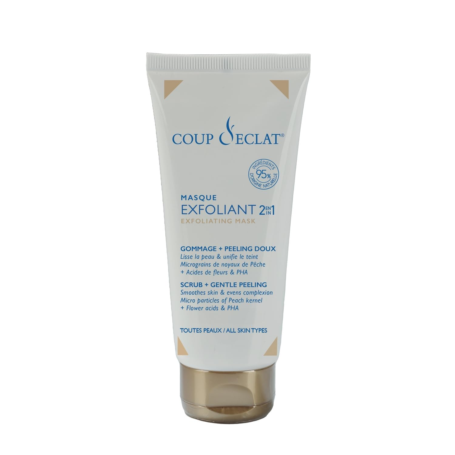 Peau lisse et teint illuminé en un seul geste avec le masque exfoliant 2en1 COUP D ECLAT, gommage et peeling doux, 75 ml - Lot de 3