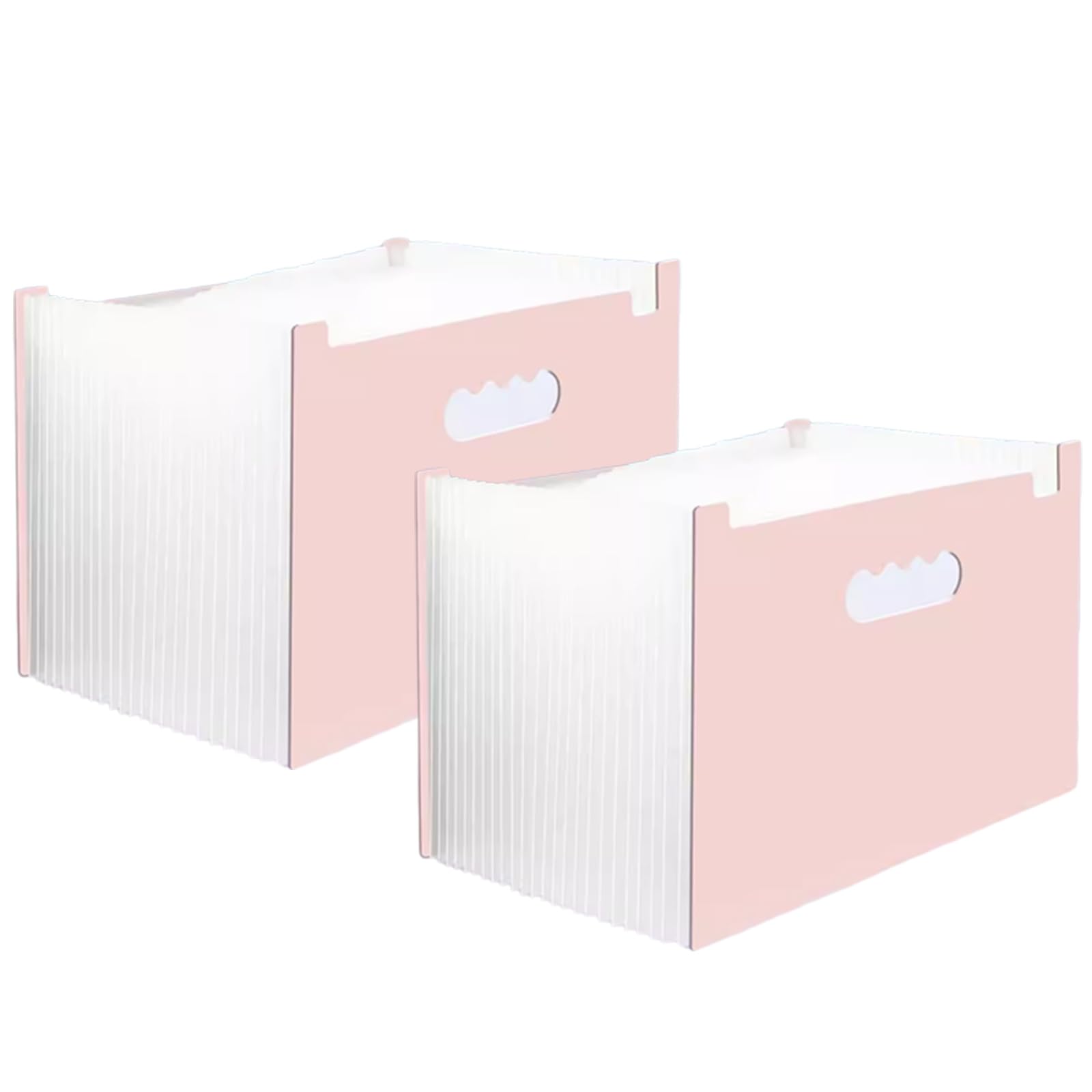 Aktenordner aus Kunststoff mit Faltmechanik, Erweiterbarer Akkordeon-Aktenordner aus Kunststoff, A4, 25 Taschen, mehrfarbig, 2 Stück(Pink)