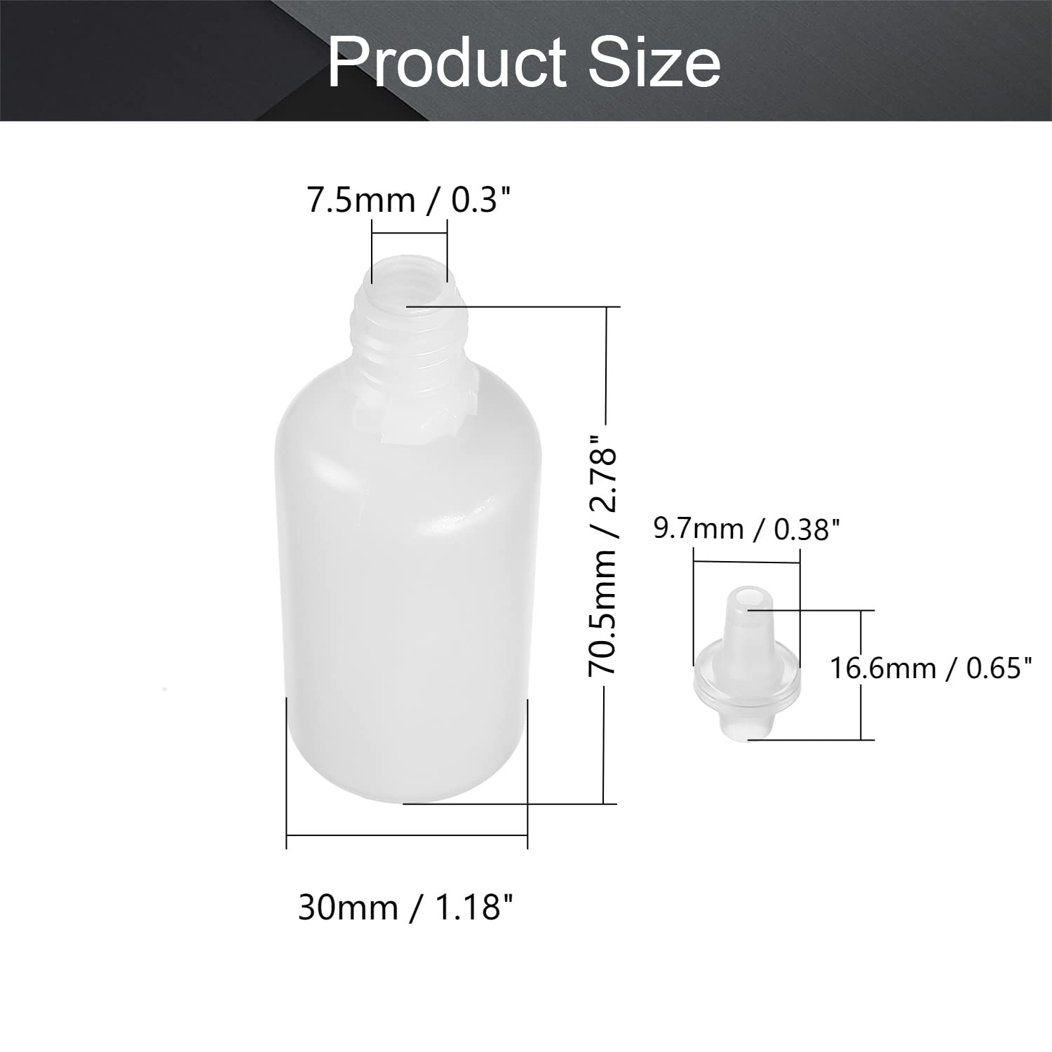 Othmro 1oz PE Lab Eye Plastic Dropper Bottles 50pcs, 30ml Squeezable Eye Liquid Dropper Thin Mouth Via of Liquid Sample Seal Storage Bottle with Childproof White Cap