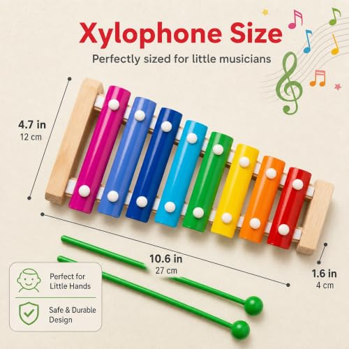 Image of Tantrums Wooden Xylophone Toy for Toddlers | 8 Colourful Notes | Kids Musical Instrument Toy | Early Learning Musical Toy