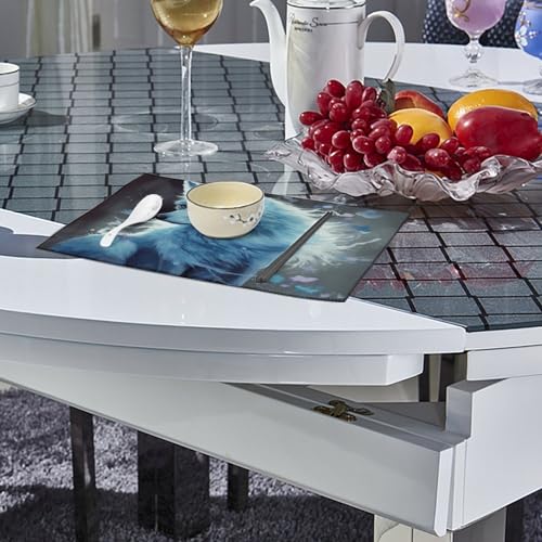 Set de table carré renard bleu en toile (lot de 6) lavable pour salle à manger - 5
