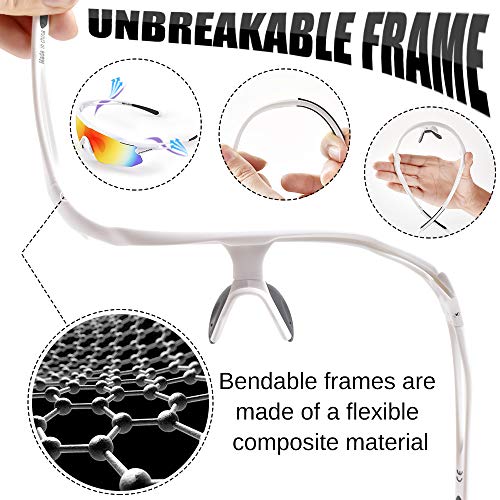 Image of Cycling Glasses, TR90 Unbreakable Frame Polarized Anti-UV400 Sports Sunglasses