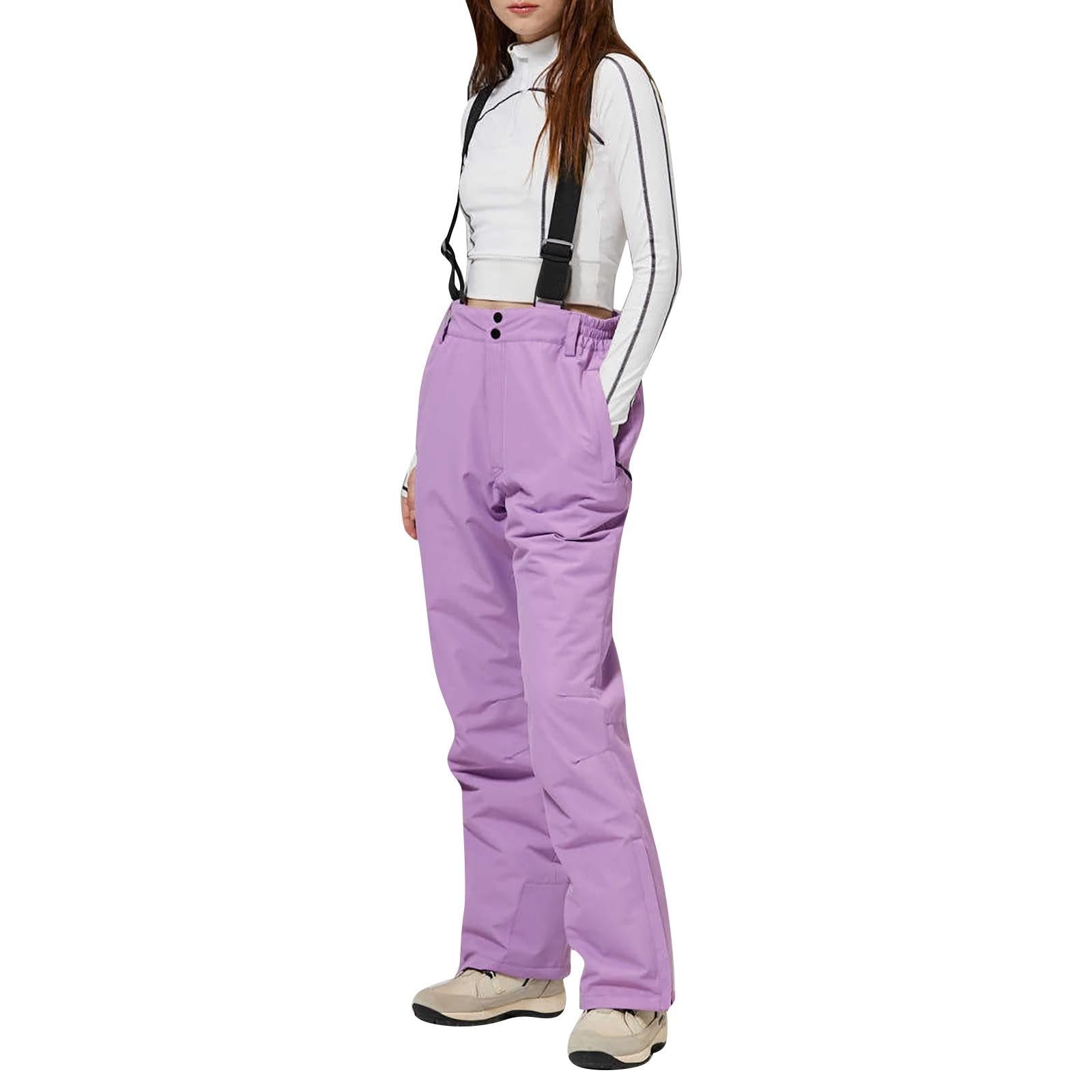 Generisch Pantaloni da sci per adulti, da donna, termici da neve, con bretelle rimovibili, da uomo, a vita alta, per attività all'aperto, vita regolabile, per sci, da snowboard