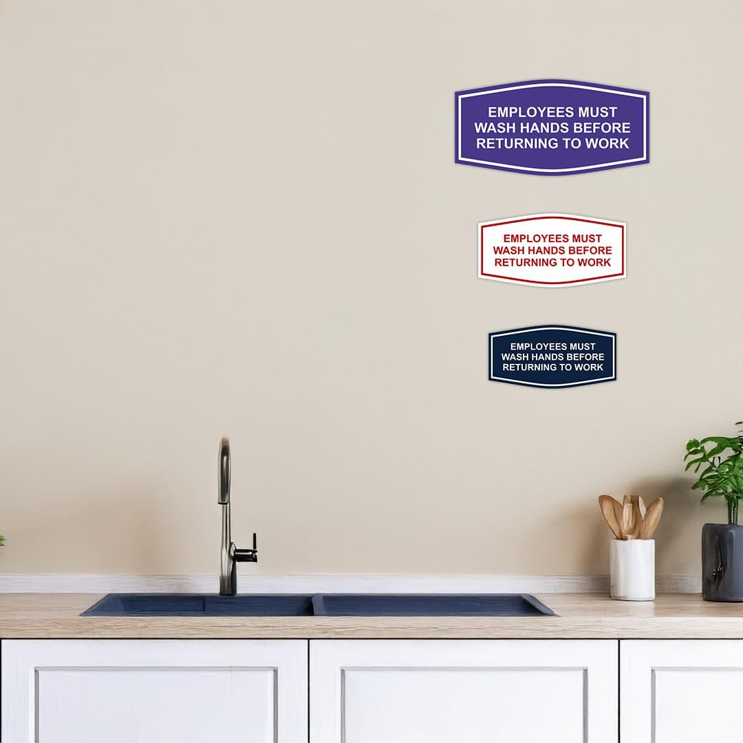 Fancy Employees Must Wash Hands Before Returning to Work Sign (Red/Yellow) - Large (2 Pack)