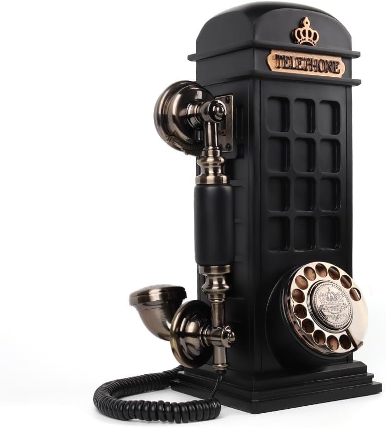 FESTRING Audio Guest Book Wedding Phone with Vintage Phone Booth Design, Record Customized Audio Message Guest Book for Wedding, Party and Gathering,