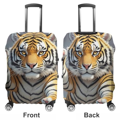 Tiger Head with Raised Paws Printed Luggage Cover Protector, Fits 18-32 Inch Luggage3
