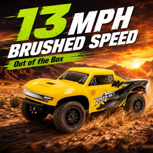 Image of HOBBYPLUS Speck SCT 1 /24 2WD RC Short Course Truck RTR, Brushed Motor, Oil-Filled Shocks, 2.4GHz Radio, Ready-to-Run Off Road RC Truck (Brushed Yellow)
