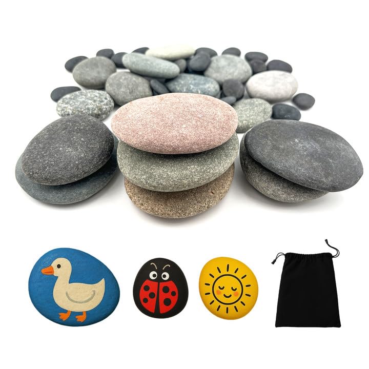 Husalsea 10 Steine Zum Bemalen - Flache Natursteine Für DIY Kunstprojekte