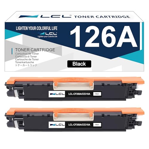 LCL Cartucho de Tóner Remanufacturado 126A CE310A CRG729 CRG 729 (2 Negro) Reemplazo para HP LaserJet Pro CP1020 CP1025 CP1025nw LaserJet 100 Color MFPM175nw M175a M175b M175c M175e M175p M175r M275s