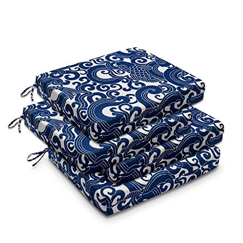 downluxe Outdoor/Indoor Waterproof Square Corner Seat Cushion for Patio Garden Funiture, 18.5" x 16" x 3", Blue Carp 5, 4 Pack