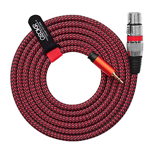 QOOKR 6.5ft 3-Pin XLR Female to 1/8"(3.5mm) TRS Unbalanced Mono Audio Microphone Tweed