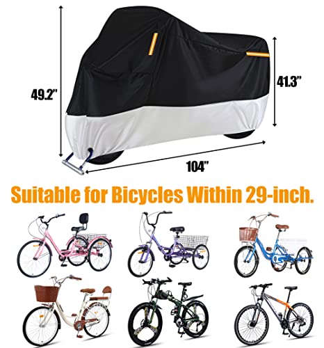 Sibosen Premium Adult Tricycle Cover Fits Most 3-Wheel Bikes Motorcycles for Indoor and Outdoor Storage, 104
