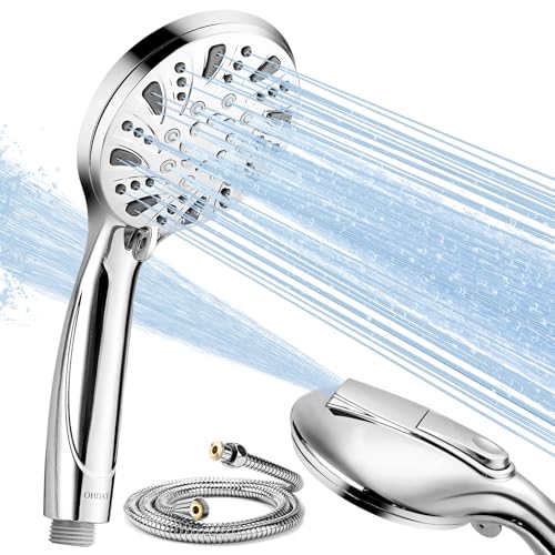 OHDAY Hochdruck-Duschkopf und Schlauch, 1,8 m, 6 Sprühmodi, leistungsstarker Handbrausekopf, integrierte...