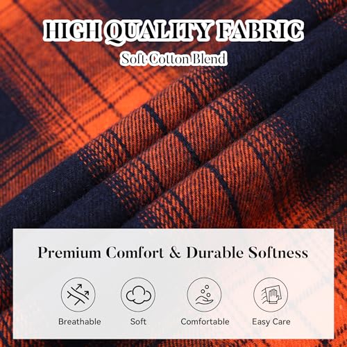 Image of WARHORSEE Flannel Shirt for Men Long Sleeve Button Down Plaid Shirts | Soft Cotton Blend for Multi-season Wear, Lightweight yet Warm, Dual buttoned storage pockets, Machine Washable Easy Care