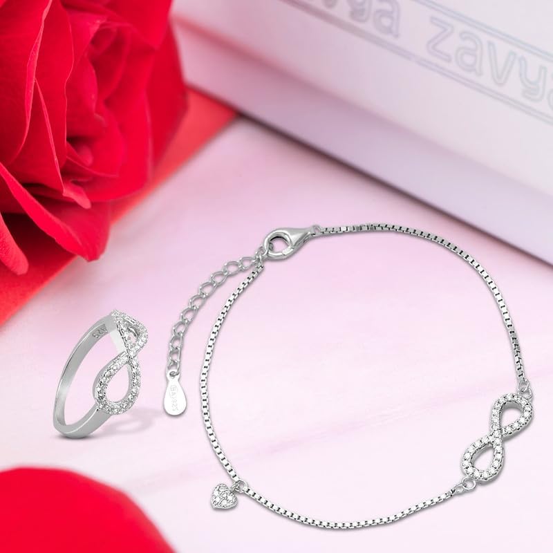 925 Sterling Rhodium Plated Infinity CZ Jewelry Set