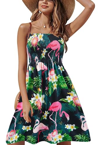 Image of Zyyfly Tube Top Dress Women Summer Beach Coverup Stretch Smocked Strapless Dress