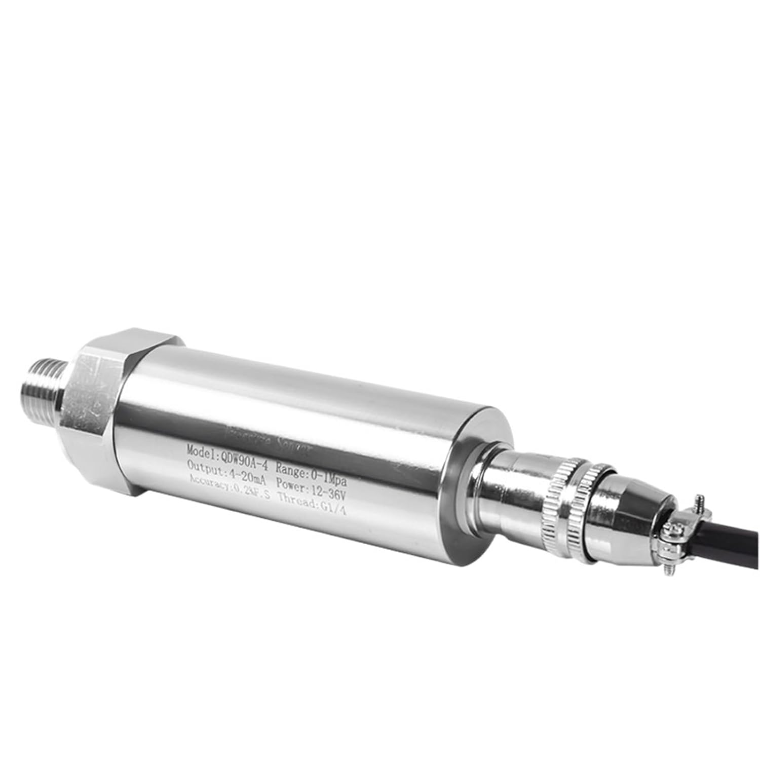 NPT1/4 Thread Air Pressure Sensor High Accuracy 4-20ma 0-10v 0-5v RS485 Output DC24V Power Pressure Transmitter(Out 4-20mA,0-4Mpa)