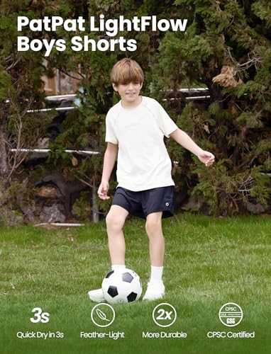 PATPAT Boys 2-in-1 Shorts, Ultra-Light Quick-Dry Mid-Thigh Athletic Shorts with Mesh Liner for Kids Running Soccer Training2