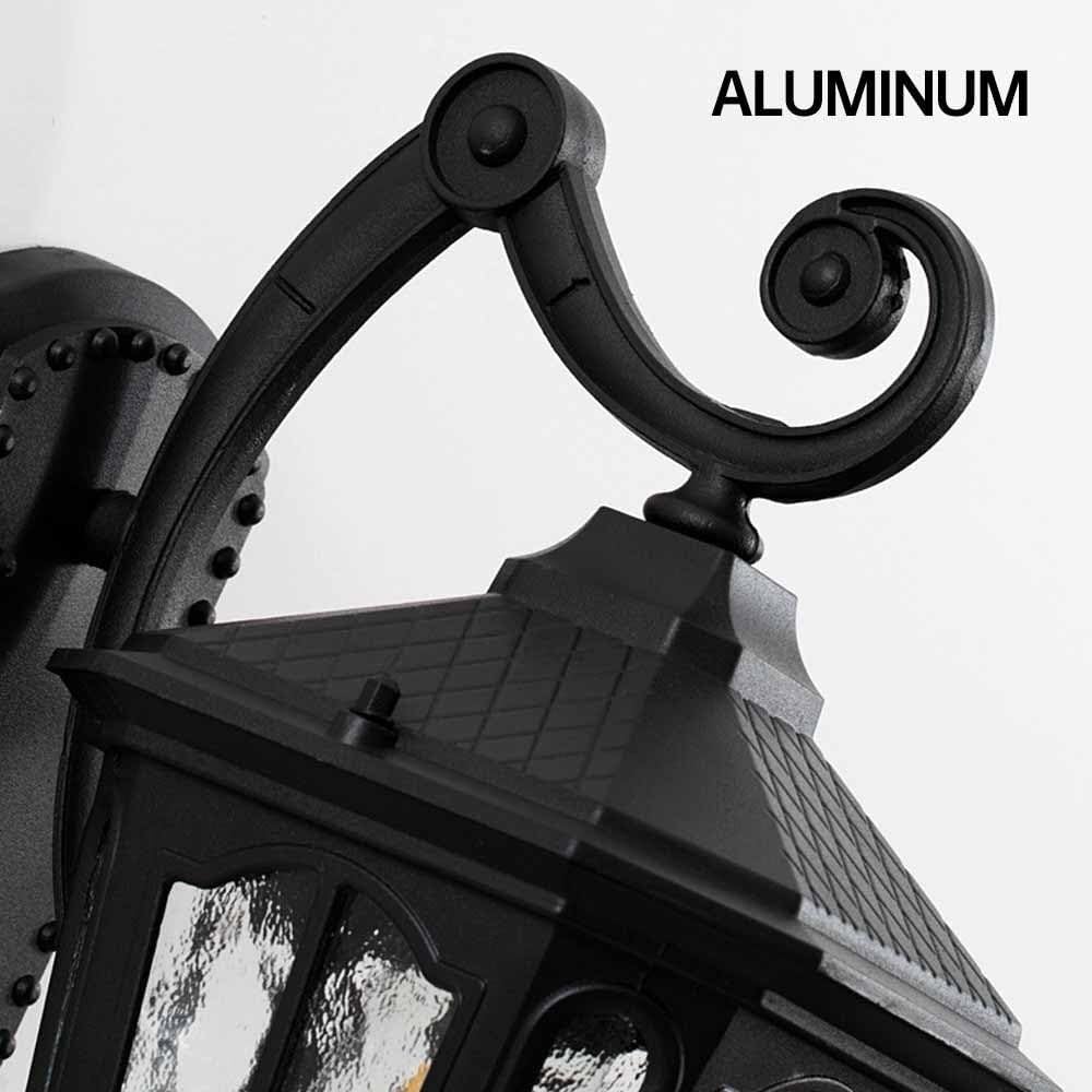 Lampa Ogrodowa,Lampy Czarna Zewnętrzna Lampa Ścienna Z Wodoodpornym Szklanym Kloszem Zewnętrznym, Aluminiowa Lampa Ścienna Na Patio Do Ogrodu Oprawa Ogrodowa(1-Pack)