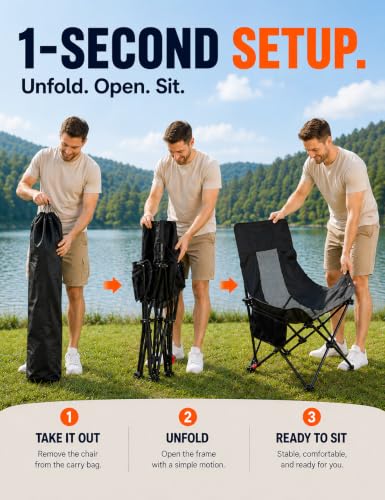 EO Living Silla de Camping Reclinable, Silla Plegable Ajustable con Respaldo de 100°-140° miniatura 5