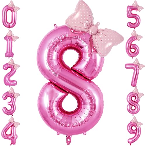 40 Inch Foil Rose Red Number 8 with Bow Balloons,8st Birthday Balloon