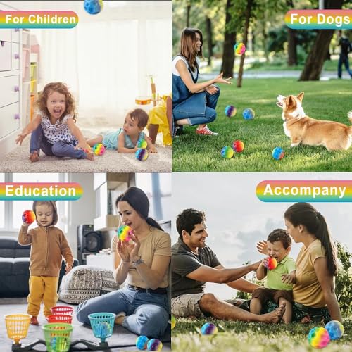 Ycaaeo 4 Stück Jump Ball Leuchtend mit Geschenkbox Flummiball High Bouncing Galaxy Moon Spaceballs Leuchtender Springball für Kinder Outdoor & Indoor
