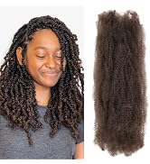 Youngther 6Packs Afro Kinkys Bulk Hair 16 inch afro twist hair for Dreadlocks extensions repair L...