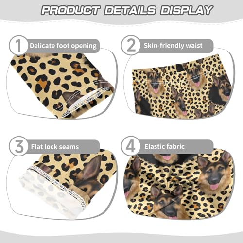 German Shepherd Leopard Print Girls Leggings Soft Stretch Workout Yoga Dance Pants for Kids Casual Tights3