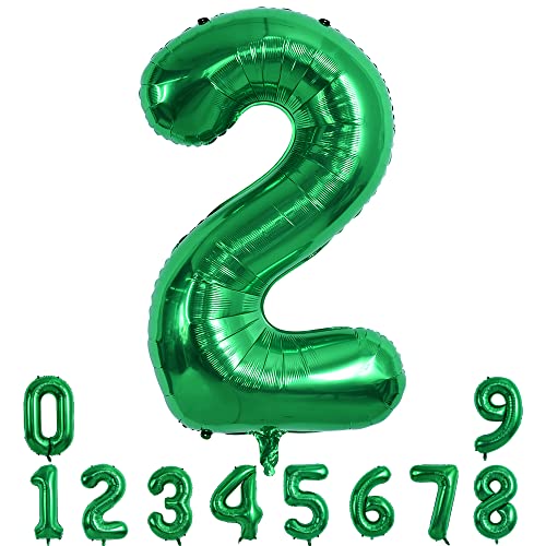 Image of TONIFUL Green 40 inch Digital 2 Balloon for Birthday, Wedding, Anniversary Party Decorations