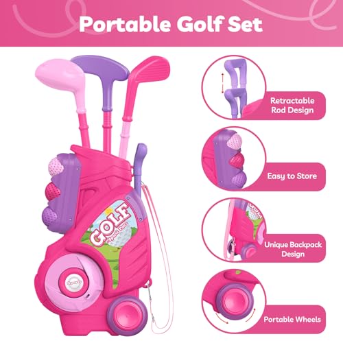Image of Liberry Toddler Golf Clubs Set Toy for Girls Boys 1 2 3 4 Years Old, Pink