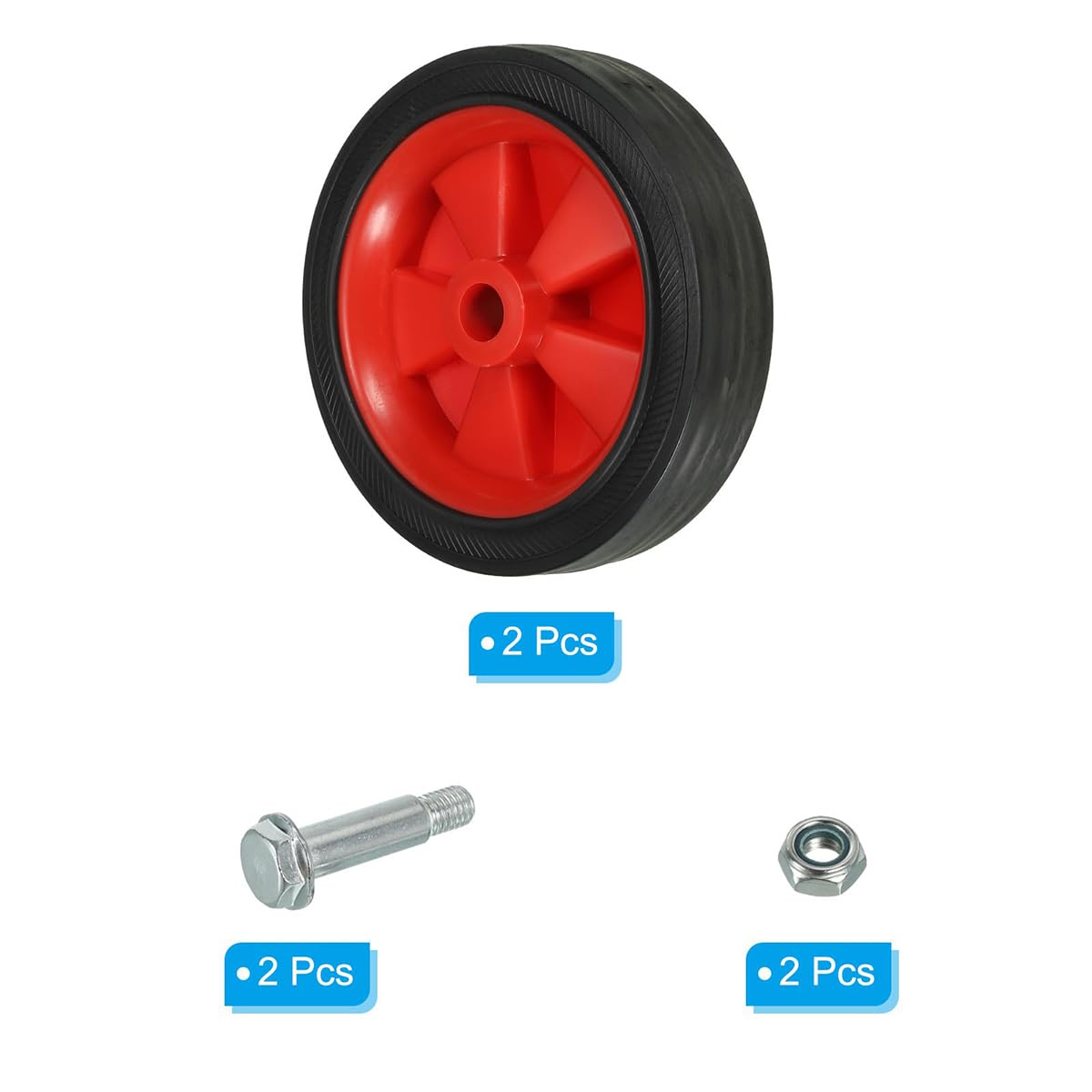Ludom Ruedas de compresor de aire de 6", 2 piezas de repuesto universales con orificio de 13 mm de diámetro para facilitar la movilidad, color rojo