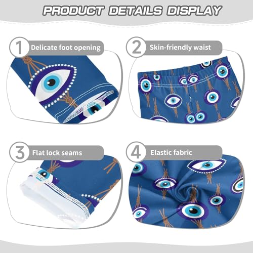 Girls Leggings Size 4T Evil Eyes Dark Blue Breathable Comfortable Girl Yoga Pants for Gymnastics Dance3