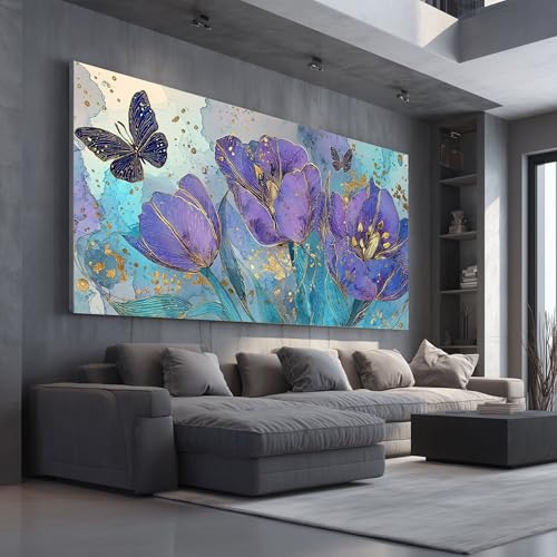 Tableau decoration murale luxe fleur photo artistique illustration papillon abstrait