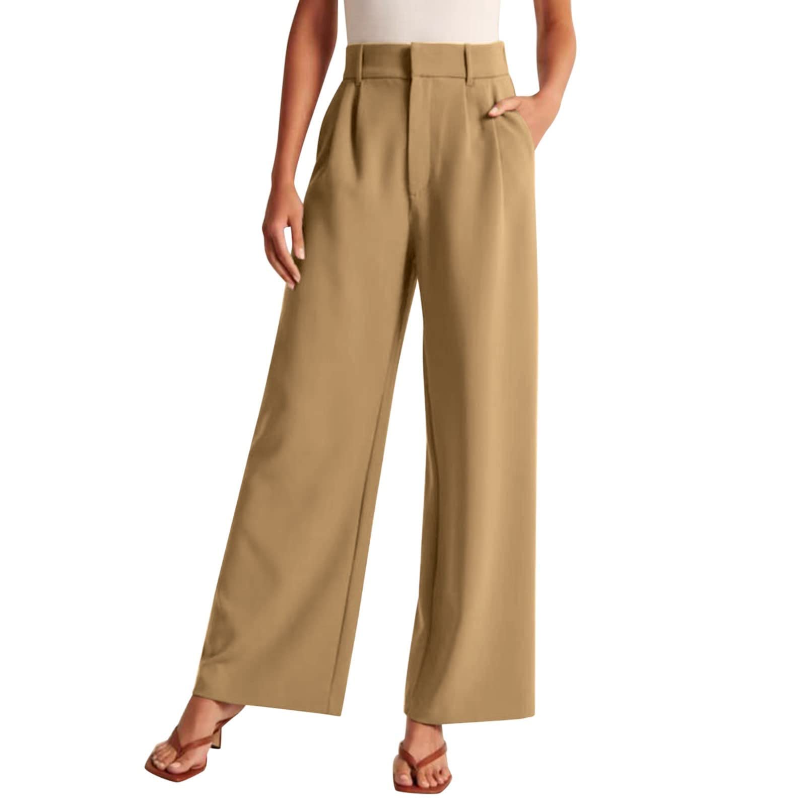 Wide Leg Pants for Women Effortless Tailored Wide Leg Pants Summer High Waist Casual Long Palazzo Pants with