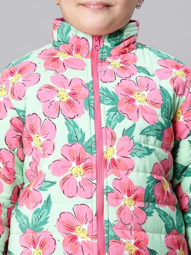 Image of oxolloxo Kids Girl Floral Print Zip Lined Long Sleeve Reversible Quilted Jacket