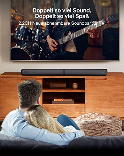 ULTIMEA 2.2 Soundbar für TV Geräte, VoiceMX, App-gesteuerten, 100W Teilbare 2-in-1 TV Soundbar, TV Lautsprecher mit 3 EQ-Modi, Bass Einstellbare, Bluetooth 5.3, ARC/Opt/Aux, Apollo S40 Pro, 2025