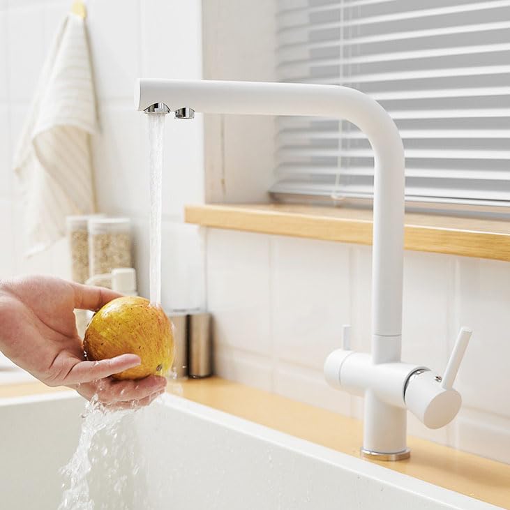 Mitigeur cuisine 3 voies à double levier avec filtre intégré pour eau pure