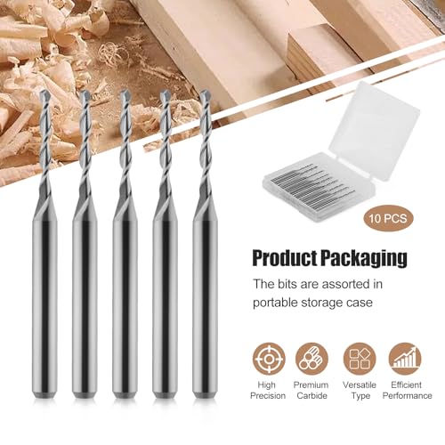 Image of 10-Pack 2 Flutes Ball Nose End Mill, 1 /8 inch Shank 1 /16 Cutting Dia Carbide CNC Router Bits Spiral Milling Cutter for Wood PVC MDF Hardwood,High Speed Precision Milling & Engraving Tools