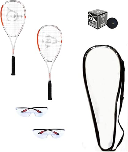 Dunlop Sports Squash Racquet Set (Includes 2 Racquets, 2 Eyeguards, 1 Ball, Cover)