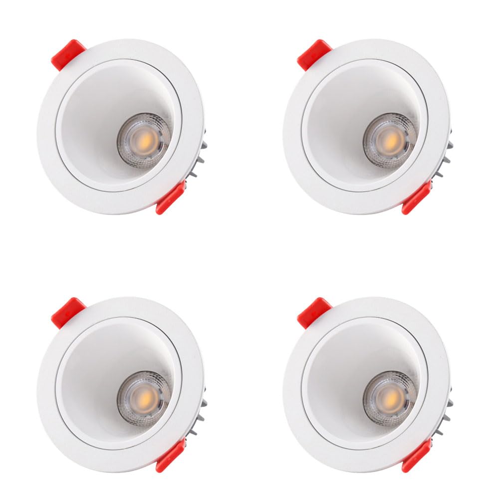 Faretto da Incasso a LED antiriflesso, Confezione da 4 faretti da Incasso a LED IP44 Impermeabili, 3 CCT 3500K/4000K/6000K selezionabili, faretto da soffitto, faretto da Incasso, bianco/9W/3500K