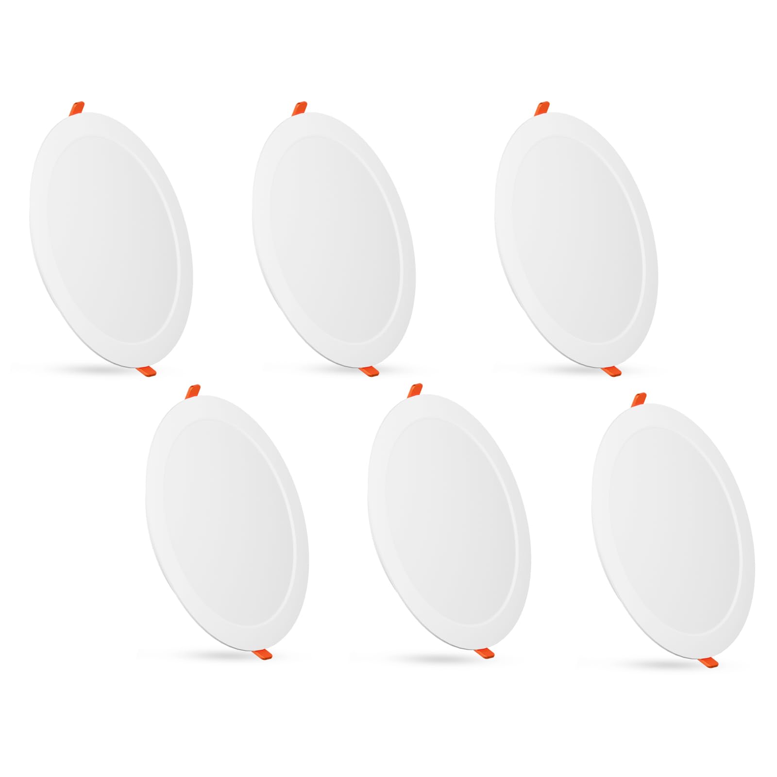 paul russells Bathroom Spot Lights Ceiling, 18W LED Round Panels 3 CCT Light, 1800LM, 3000K,4000K,6500K, Led Downlights spotlights for Ceiling, Panel Lighting (Non-Dimmable), 6 Pack