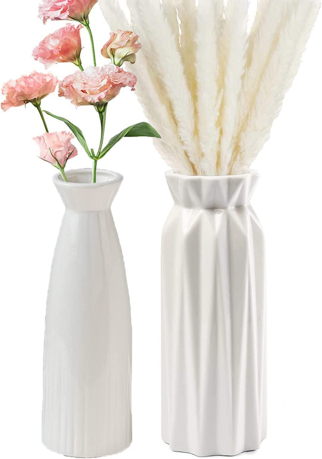 Ceramic Vase,Ceramic Vase Set,Minimalistic Style Vases for Rustic Home Decor, Modern Farmhouse Decor, Living Room Decor, Shelf Decor, Table, Bookshelf, Mantel and Entryway Decor (A)