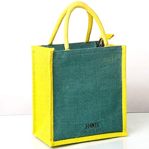 Image of H&B Jute bag for lunch - Tiffin bag for office, lunch bag, bag for men, bag for women, travel bag, tote bag, reusable shopping bag - ZIP, BOTTLE HOLDER - Brush Stroke